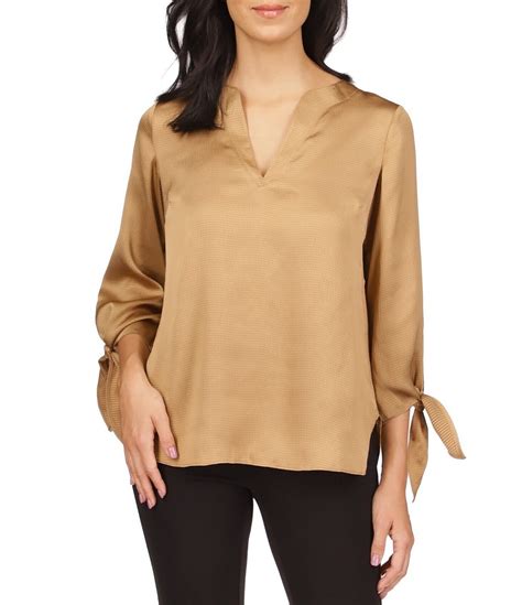 black michael michael kors michele tie sleeve blouse|Michael Kors ladies blouse.